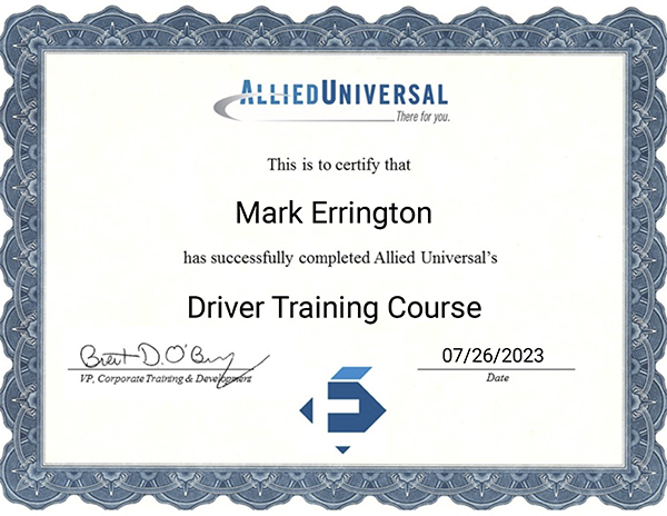 Allied Universal Driver Training Course